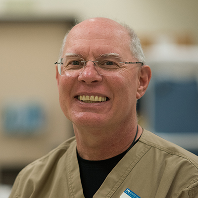 Mike Koegal, technician in the nursing lab