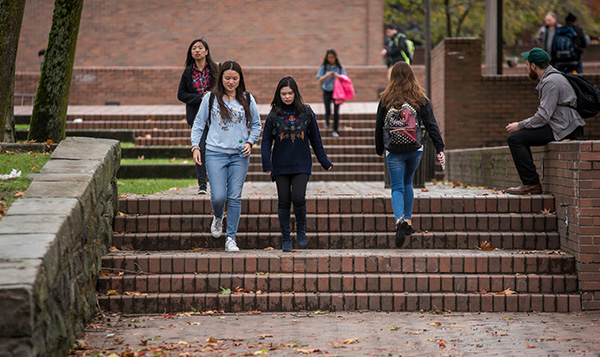 Students walking on campus
